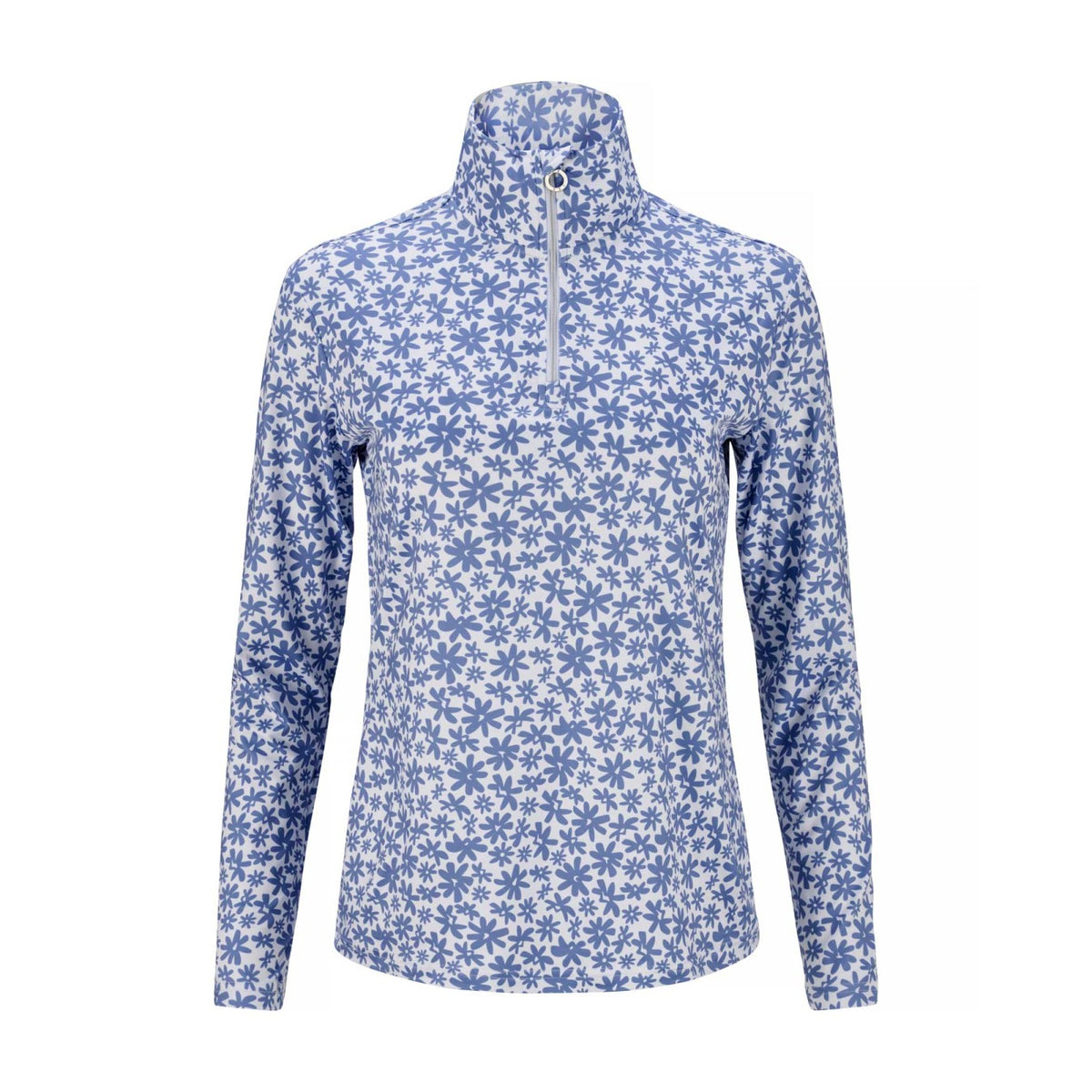 JRB Women's 1/4 Zip Midlayer in Cornflower Blue Print