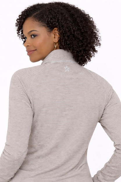 Swing out Sister Lottie Stripe 1/4 Zip Top in Elephant & White