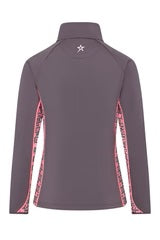 Swing out Sister Maisy 1/4 Zip Midlayer in Grey & Neon Pink