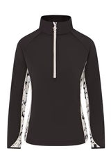Swing out Sister Maisy 1/4 Zip Midlayer in Black & Sand