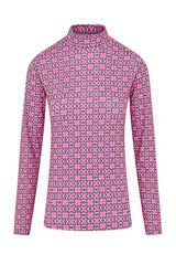 Swing out Sister Olivia Roll Neck in Neon Pink & Ultimate Grey