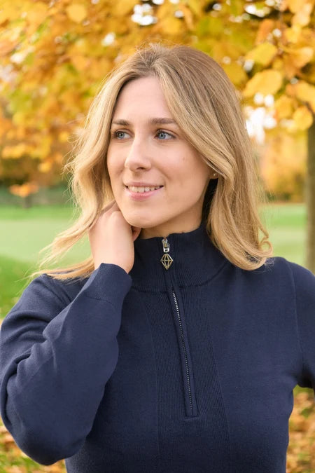 Pure Brace Super Soft Lined Quarter Zip Jumper  Navy