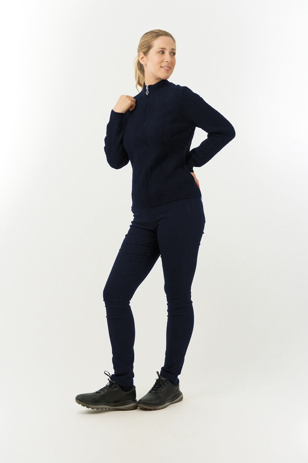 Pure Brace Navy Super Soft 1/4 Zip Lined Sweater