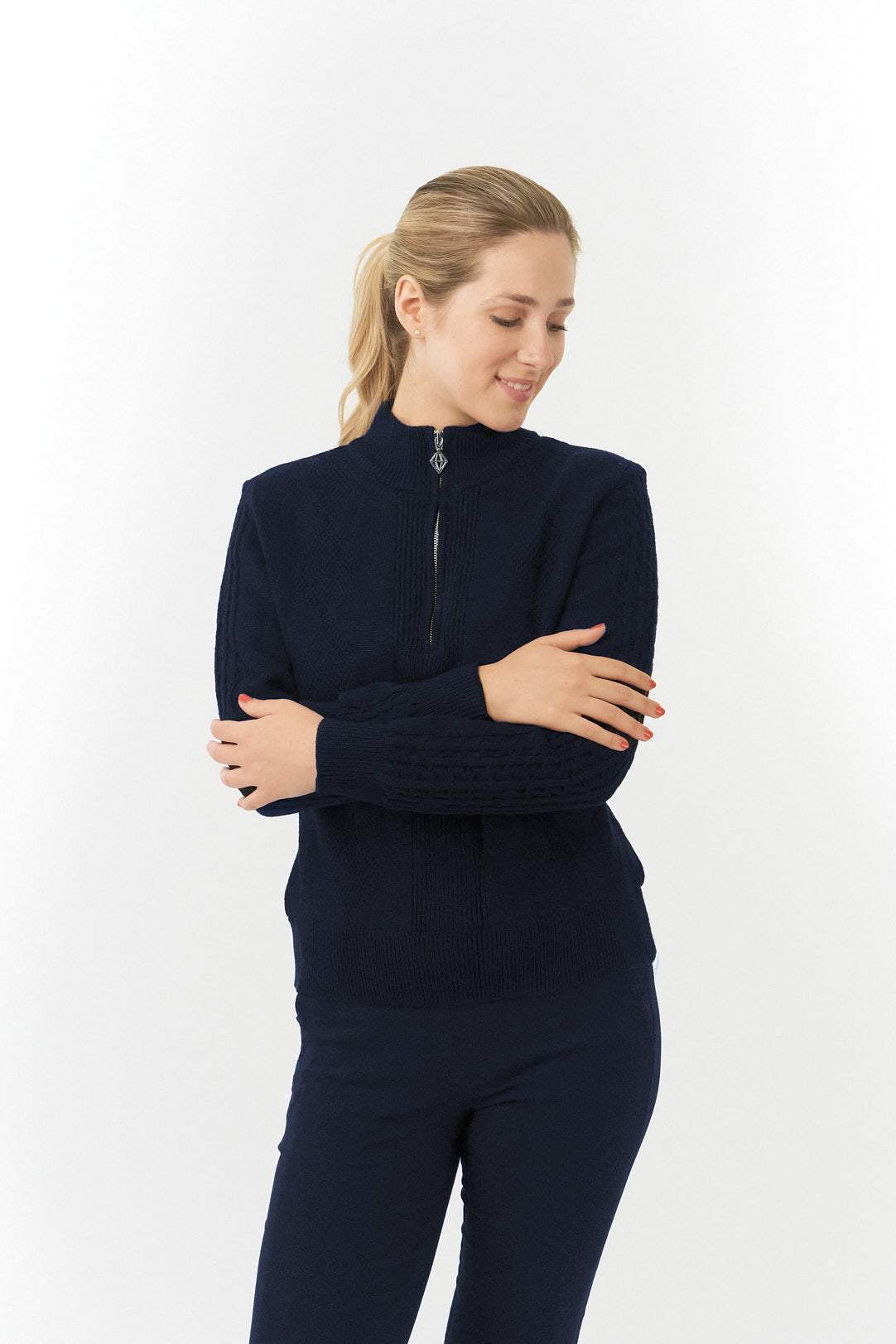 Pure Brace Navy Super Soft 1/4 Zip Lined Sweater