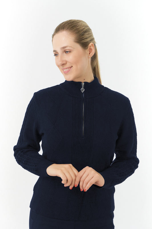Pure Brace Navy Super Soft 1/4 Zip Lined Sweater