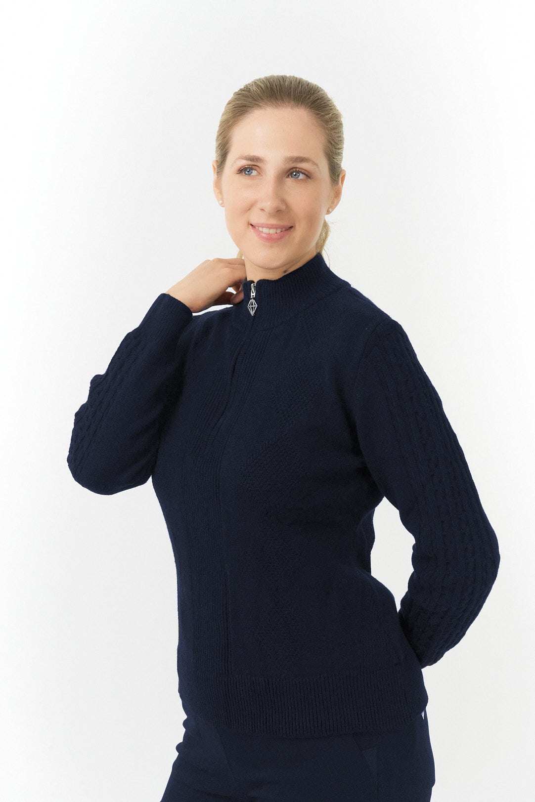 Pure Brace Navy Super Soft 1/4 Zip Lined Sweater
