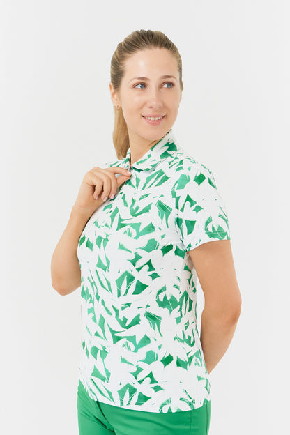 Pure Amity Short Sleeve Polo Shirt Wild Peony Emerald