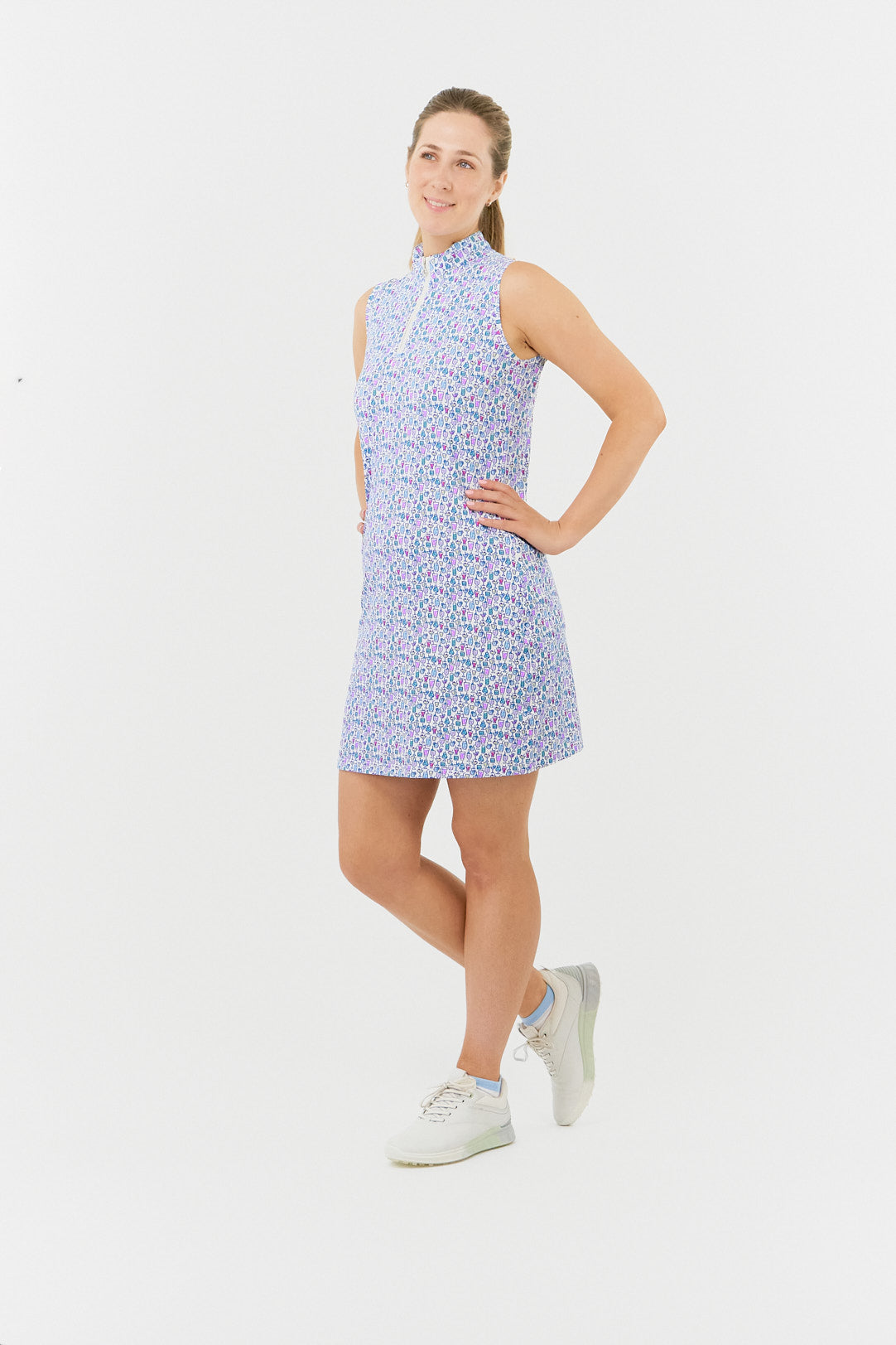 Pure Miley Sleeveless Golf Dress in Over Eighteen Print