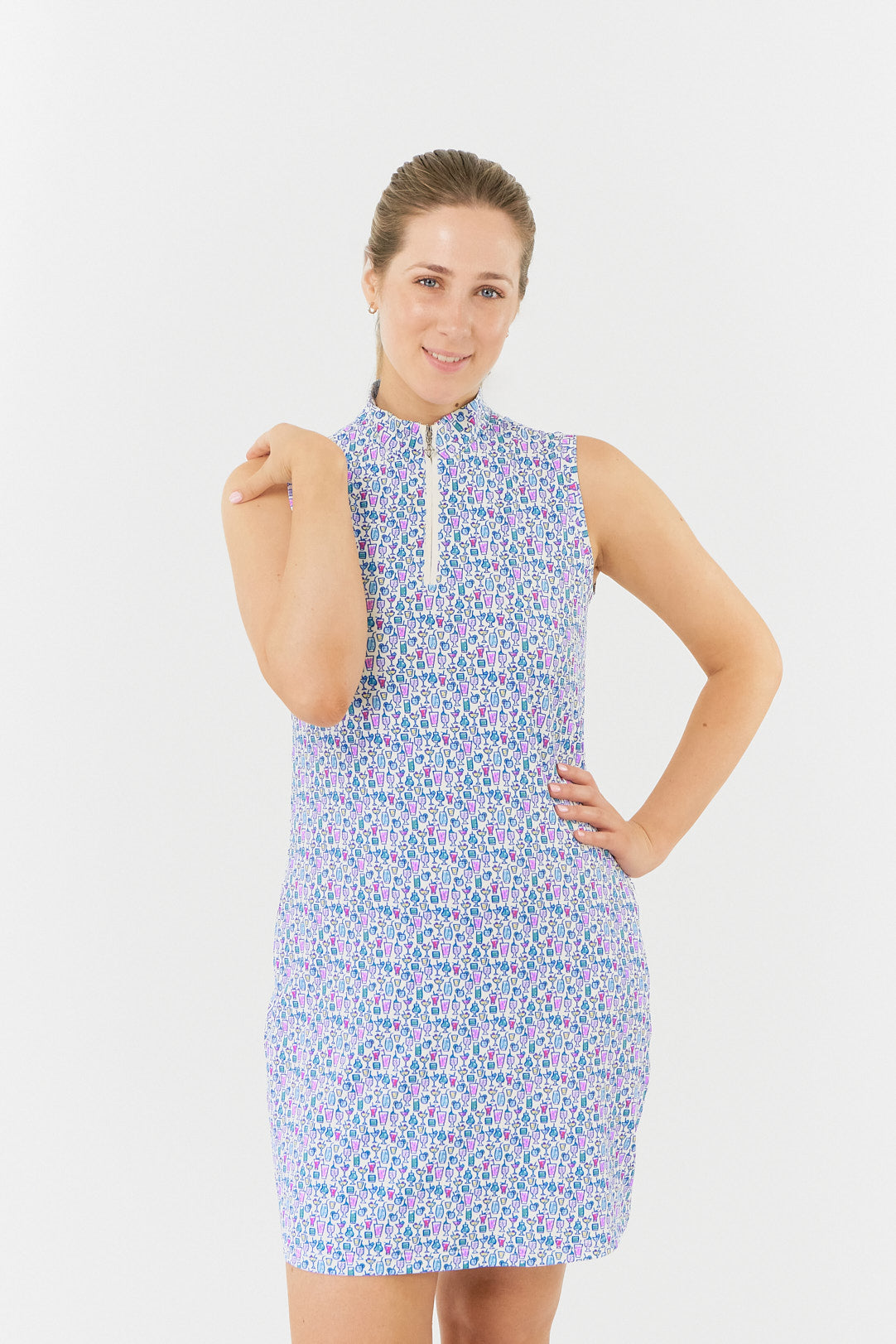 Pure Miley Sleeveless Golf Dress in Over Eighteen Print