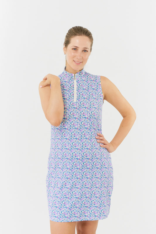 Pure Miley Sleeveless Golf Dress in Over Eighteen Print