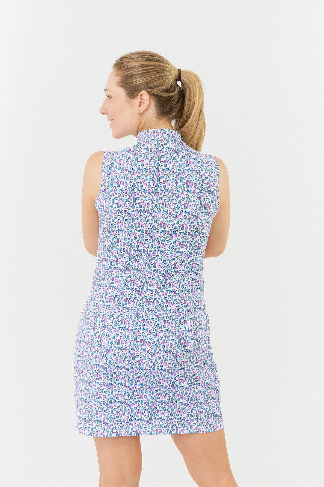 Pure Miley Sleeveless Golf Dress in Over Eighteen Print