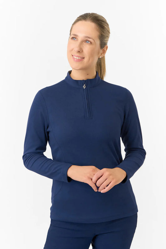 Pure Golf Iris Soft Fleece 1/4 Zip Top in Navy