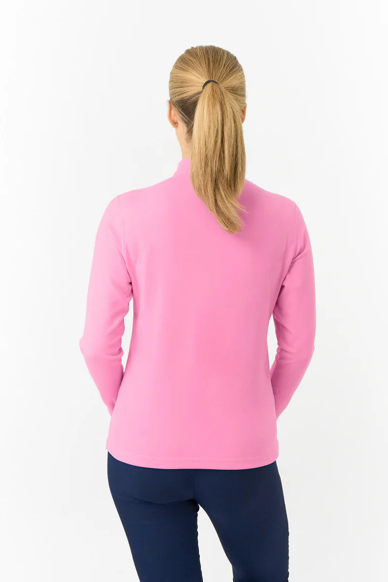 Pure Golf Iris Soft Fleece 1/4 Zip Top in Fondant Pink