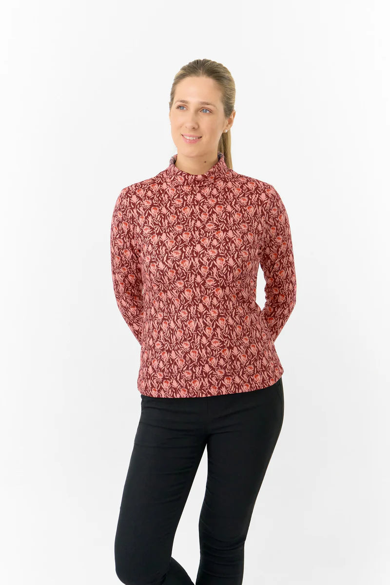 Pure golf Ladies Arusha 1/4 Zip Midlayer in Perennial Print