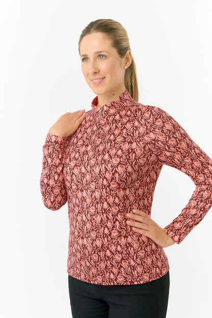 Pure golf Ladies Arusha 1/4 Zip Midlayer in Perennial Print