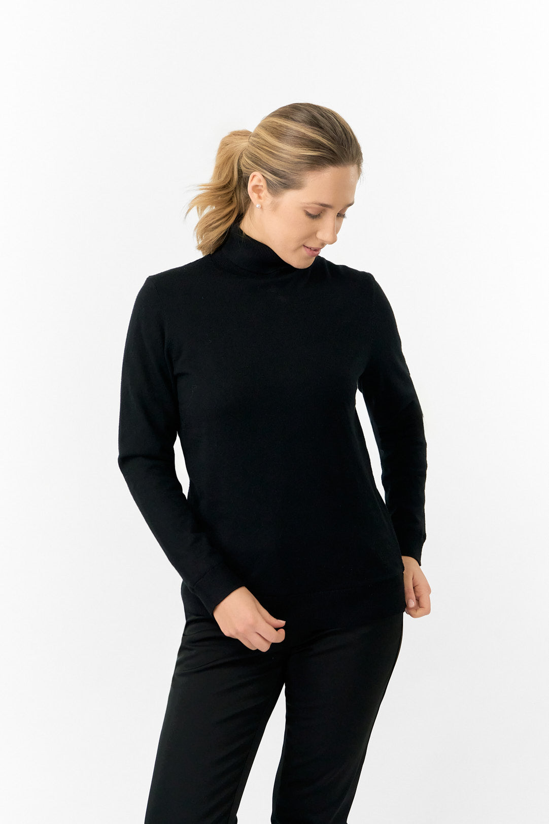 Pure Glow Roll Neck in Classic Black