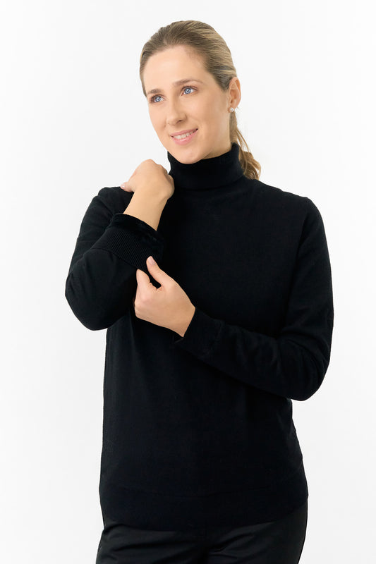 Pure Glow Roll Neck in Classic Black