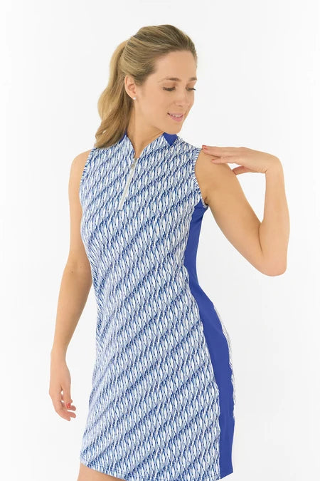 Laura Sleeveless Dress in Tidal Wave Print