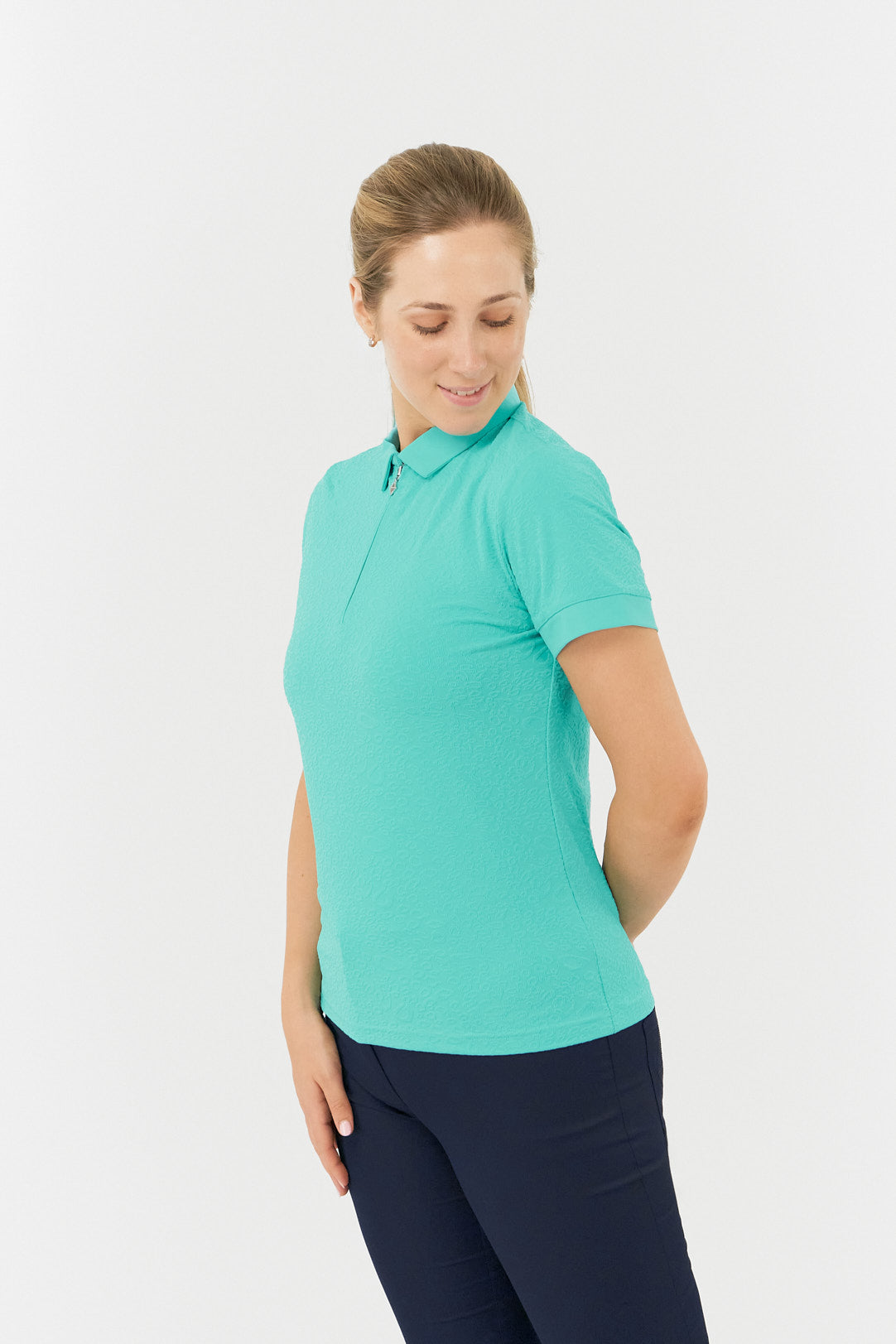 Pure Rebecca Short Sleeve Polo Shirt in Ocean Blue
