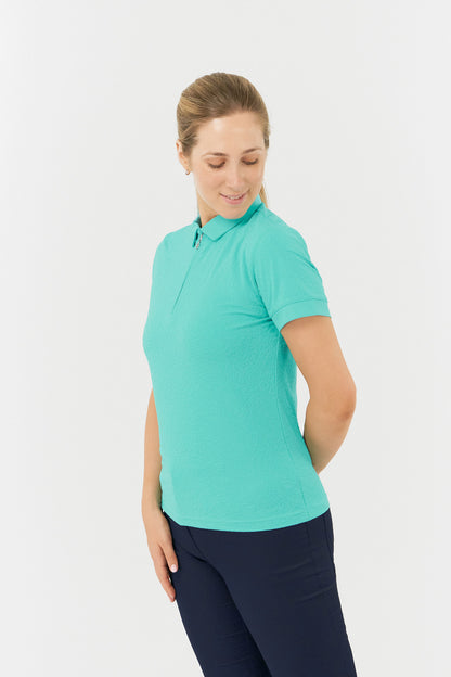 Pure Rebecca Short Sleeve Polo Shirt in Ocean Blue