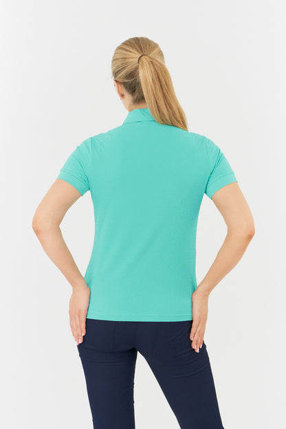 Pure Rebecca Short Sleeve Polo Shirt in Ocean Blue