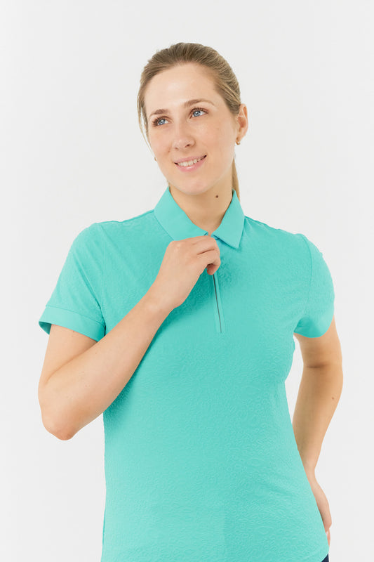 Pure Rebecca Short Sleeve Polo Shirt in Ocean Blue