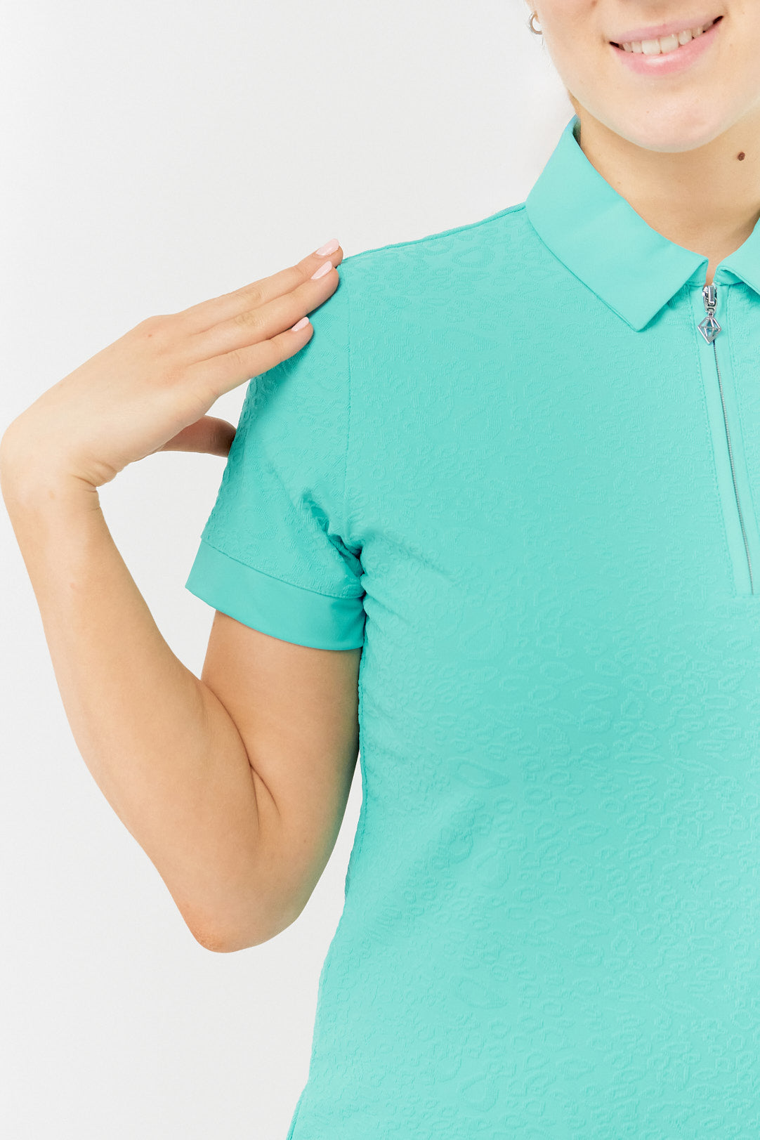 Pure Rebecca Short Sleeve Polo Shirt in Ocean Blue