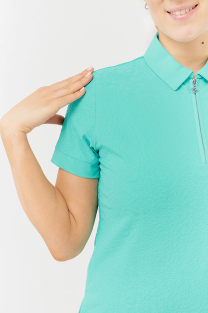 Pure Rebecca Short Sleeve Polo Shirt in Ocean Blue