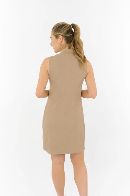 Sabrina Textured Sleeveless Golf Dress in Sandstone