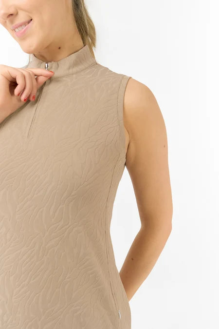 Sabrina Textured Sleeveless Golf Dress in Sandstone