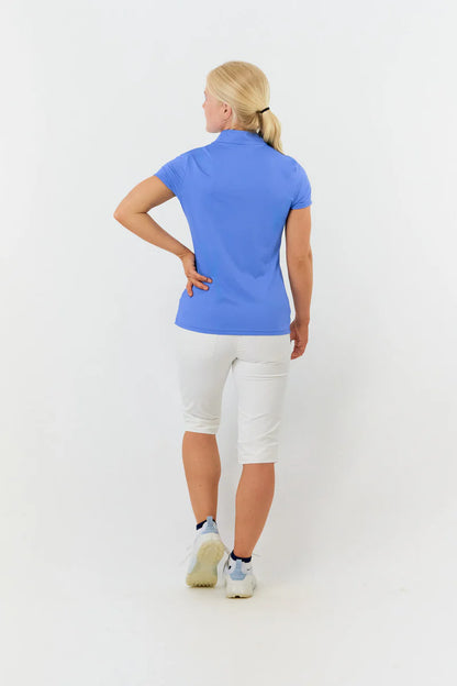 Pure Ethimo Cap Sleeve Polo Top in Blue