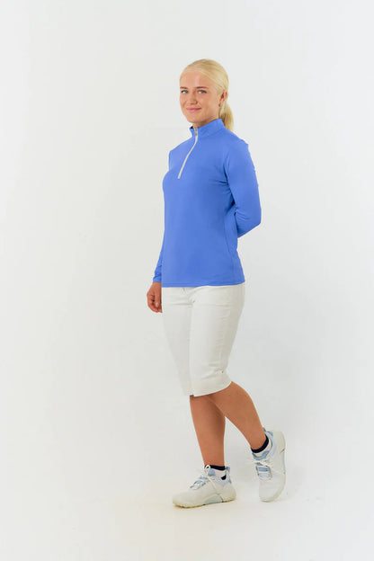 Pure Ethimo Long Sleeve 1/4 Zip Midlayer in Blue