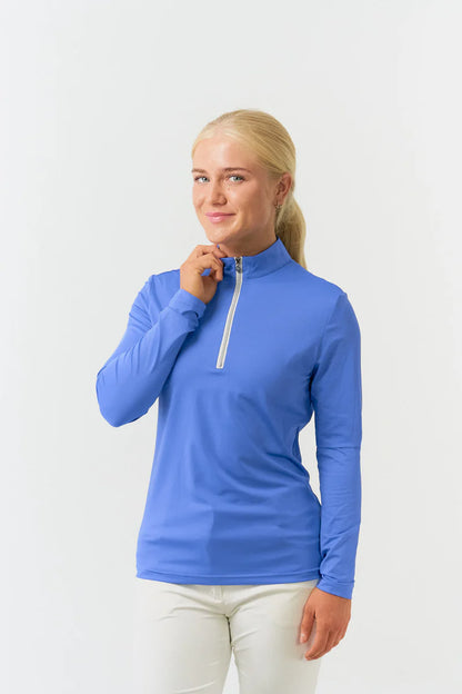 Pure Ethimo Long Sleeve 1/4 Zip Midlayer in Blue