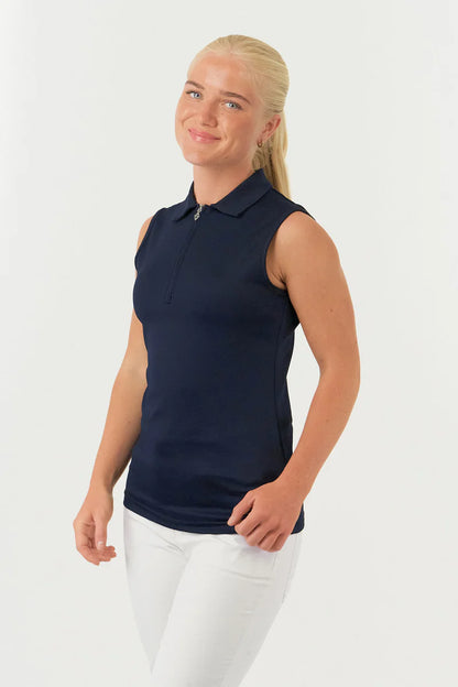 Pure Thrive Sleeveless Polo Shirt in Navy