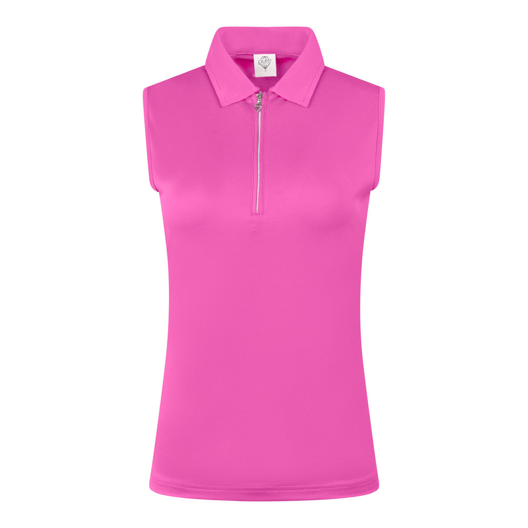 Pure Thrive Sleeveless Polo Shirt in Azalea