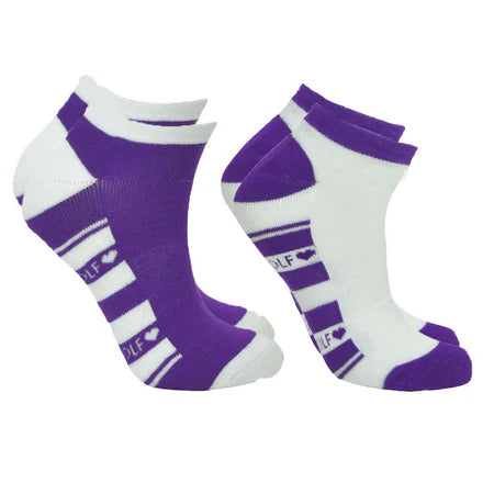 Pure Ladies 2 Pack of Trainer Socks in Lilac/Royal Blue/Purple