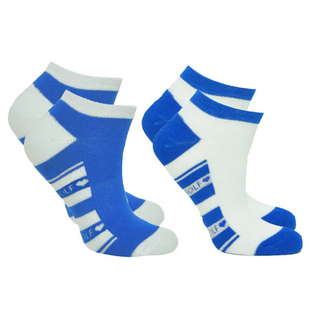 Pure Ladies 2 Pack of Trainer Socks in Lilac/Royal Blue/Purple