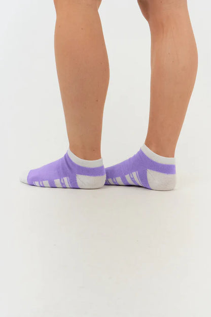Pure Ladies 2 Pack of Trainer Socks in Lilac/Royal Blue/Purple