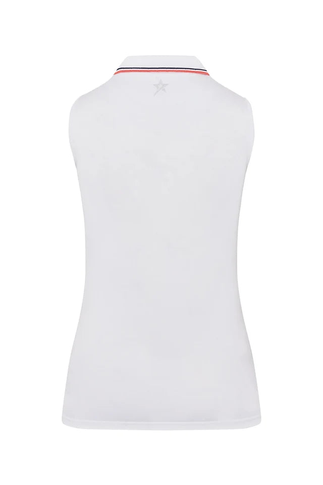Swing out Sister Pickle Contrast Collar Sleeveless Polo  in White