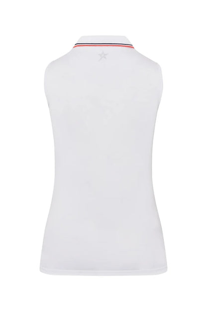 Swing out Sister Pickle Contrast Collar Sleeveless Polo  in White