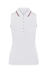 Swing out Sister Pickle Contrast Collar Sleeveless Polo  in White