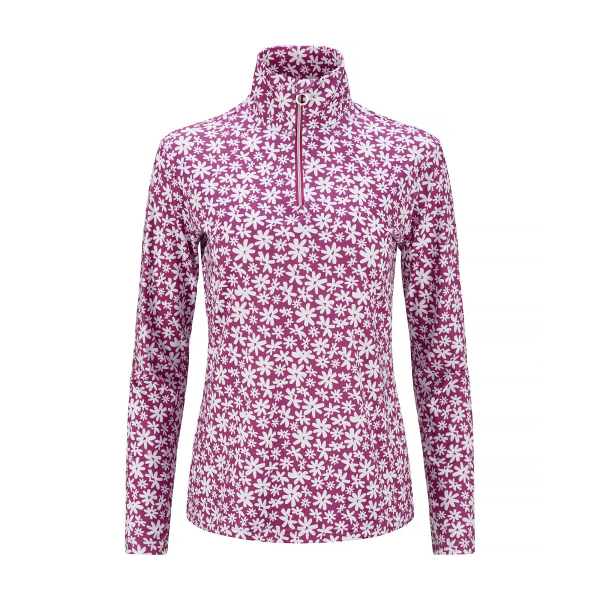 JRB Women's 1/4 Zip Midlayer in Fuchsia Flower  Print