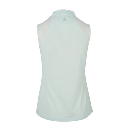 Simone Mesh Sleeveless Polo In Neon Mint