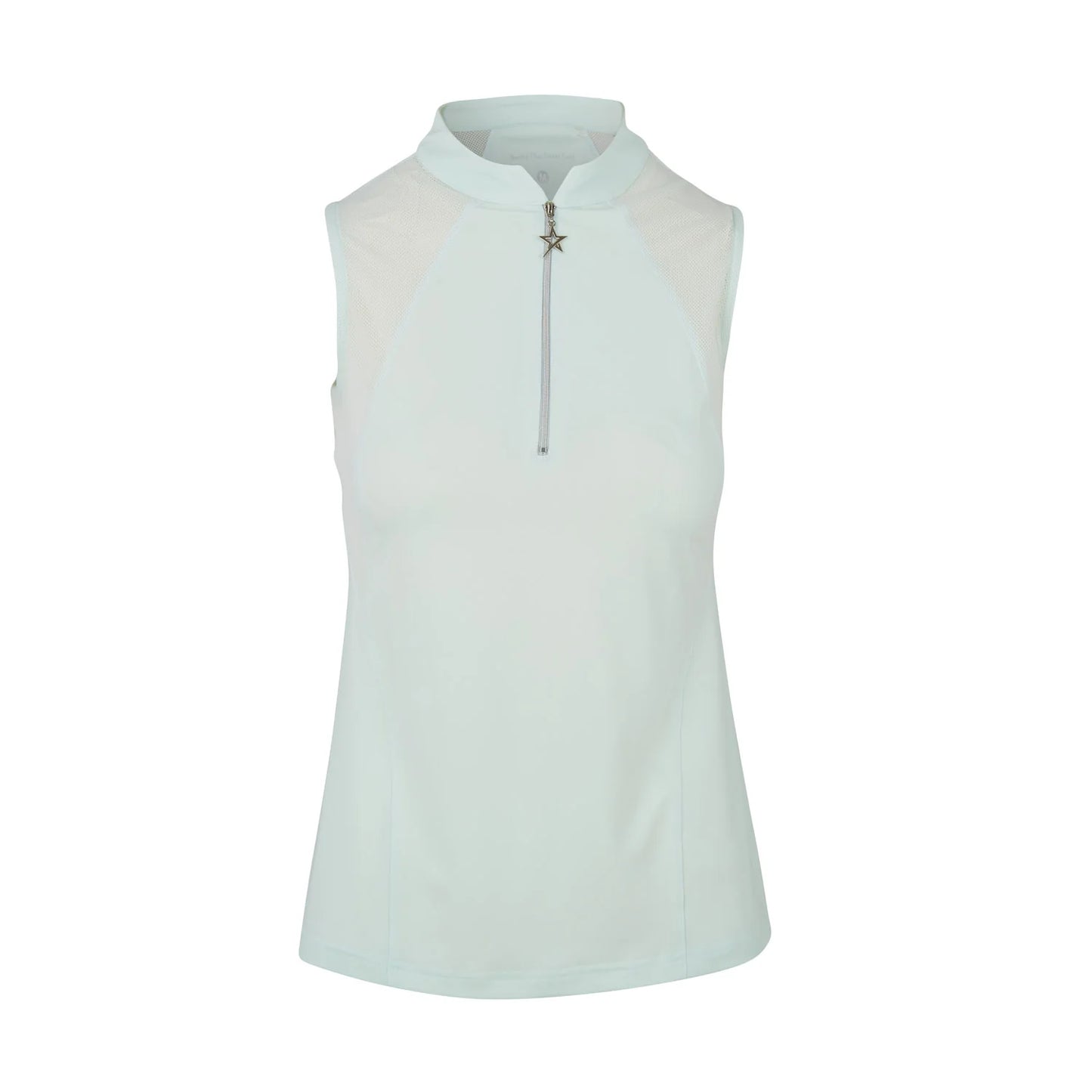 Simone Mesh Sleeveless Polo In Neon Mint