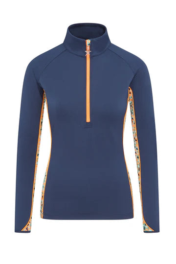 Swing out Sister Sophie 1/4 Zip Mid Layer in Apricot/Navy