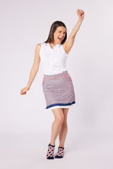 Swing out Sister Pickle Contrast Collar Sleeveless Polo  in White