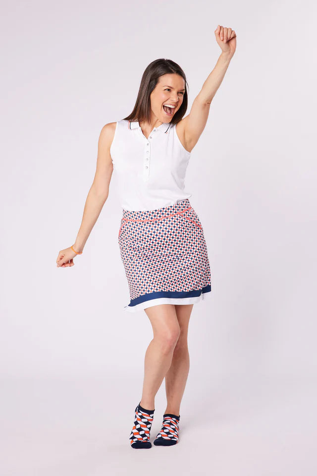 Swing out Sister Pickle Contrast Collar Sleeveless Polo  in White