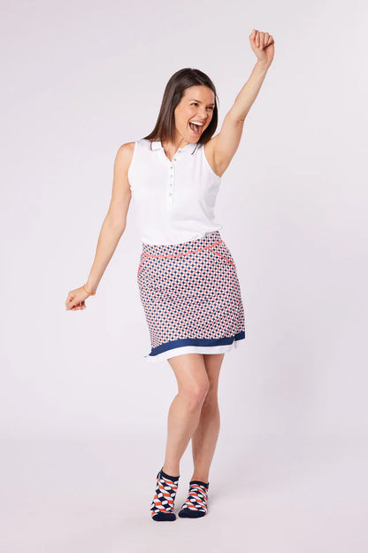 Swing out Sister Pickle Contrast Collar Sleeveless Polo  in White