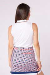 Swing out Sister Pickle Contrast Collar Sleeveless Polo  in White
