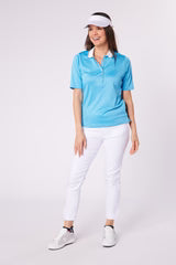 Swing out Sister Pickle Contrast Collar Short Sleeve Polo Sky Blue